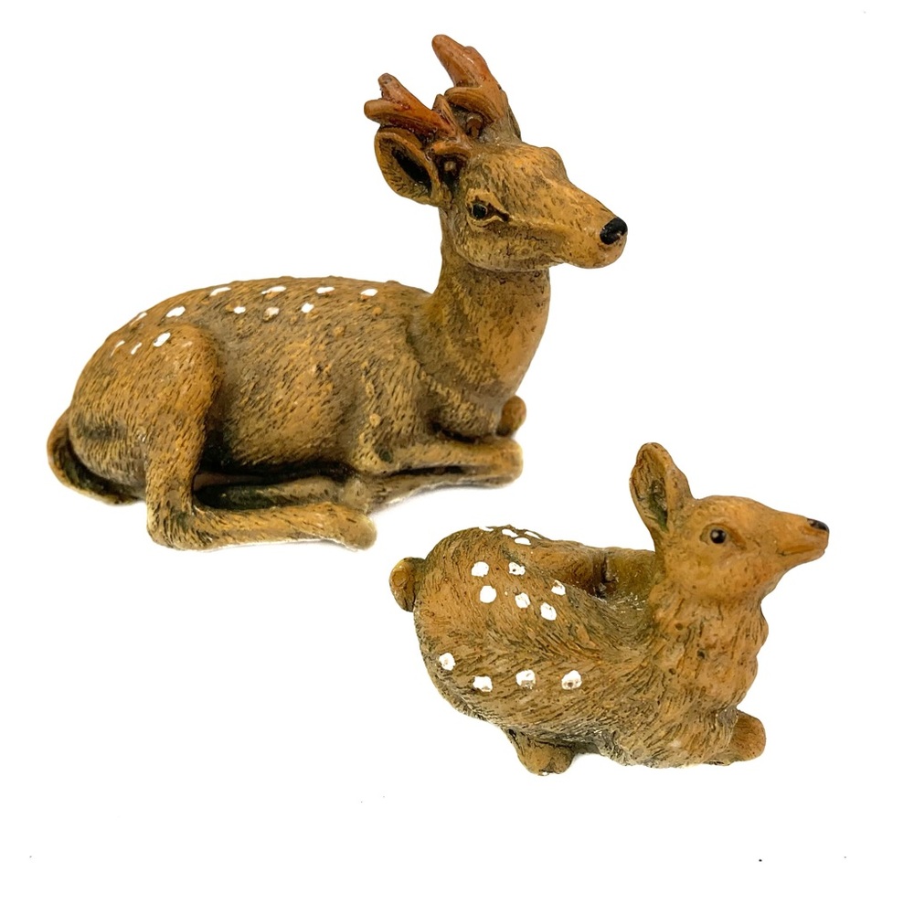 Vintage Spotted Deer and Fawn Figures